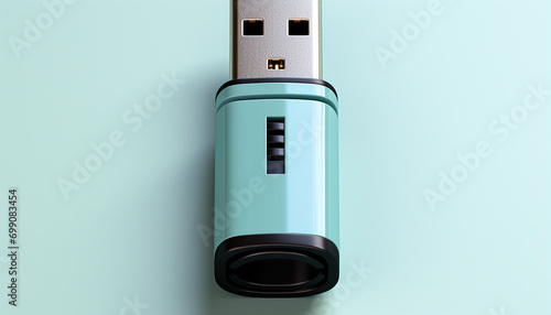 USB stick stores memories, connects to computer for data backup generated by AI photo