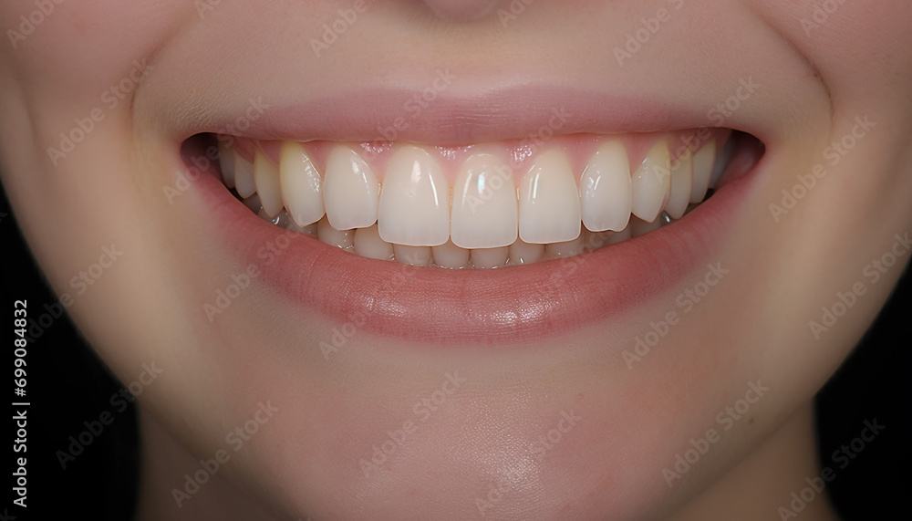 Cute woman toothy smile showcases dental health and beauty treatment generated by AI Cute woman toothy smile showcases dental health and beauty treatment generated by AI