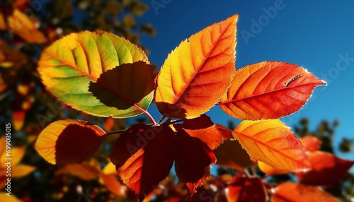 Vibrant autumn colors illuminate the forest, showcasing nature beauty generated by AI