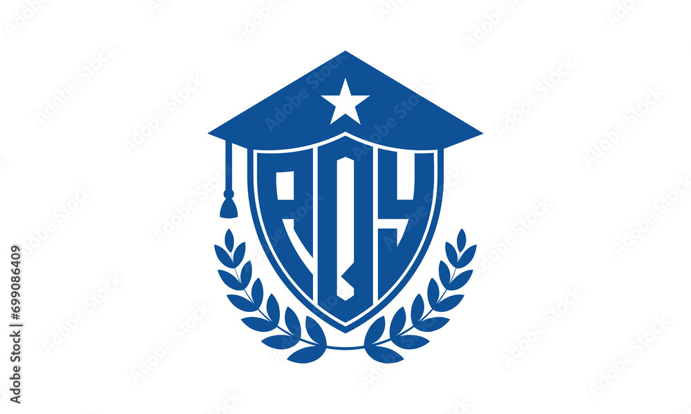 AQY three letter iconic academic logo design vector template. monogram, abstract, school, college, university, graduation cap symbol logo, shield, model, institute, educational, coaching canter, tech AQY three letter iconic academic logo design vector template. monogram, abstract, school, college, university, graduation cap symbol logo, shield, model, institute, educational, coaching canter, tech