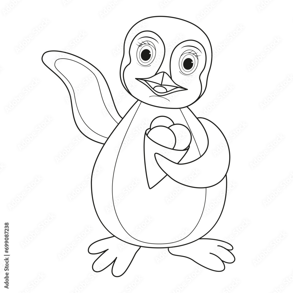 Vector illustration of penguin isolated on white background. For kids coloring book. Vector illustration of penguin isolated on white background. For kids coloring book.