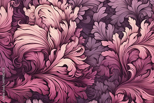 Baroque style leaves background illustration for post cards or web design