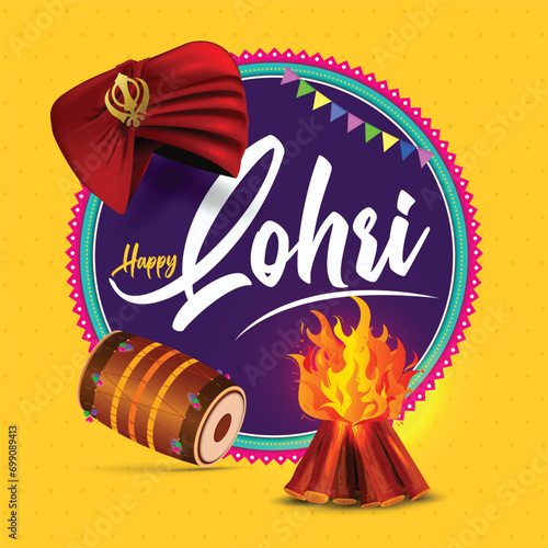 Vector illustration of Happy Lohri holiday background for Punjabi festival