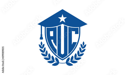 AUC three letter iconic academic logo design vector template. monogram, abstract, school, college, university, graduation cap symbol logo, shield, model, institute, educational, coaching canter, tech