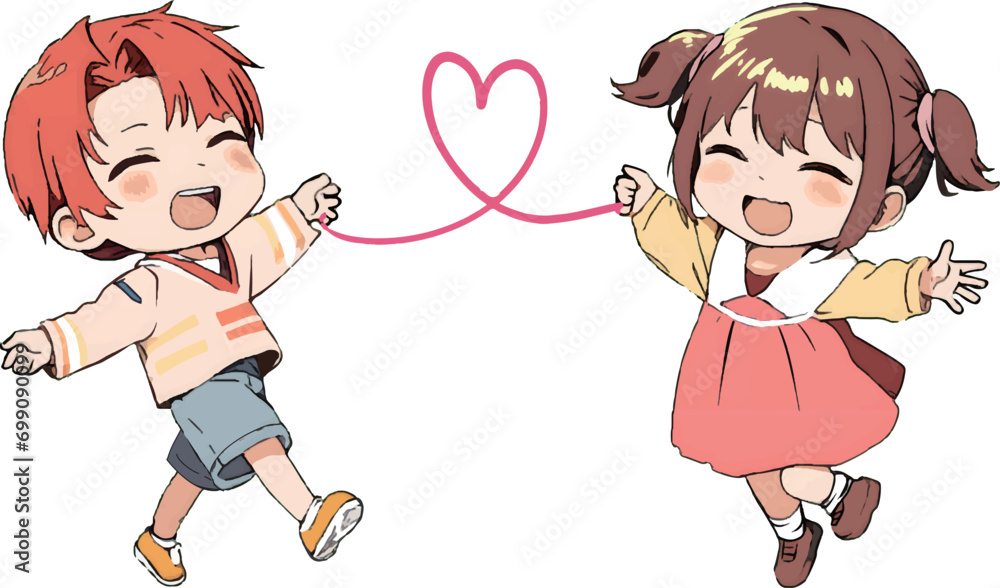 赤い糸で結ばれた子供達 赤い糸で結ばれた子供達