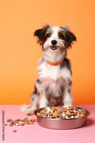 Dog with healthy dog food