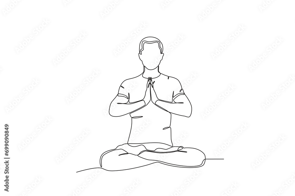 Continuous Single Line Drawing Of Man Practicing Yoga Doing In Yoga Continuous Single Line Drawing Of Man Practicing Yoga Doing In Yoga