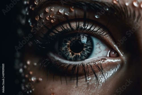 Naivety distorts perception - word on eyes. Generative AI photo