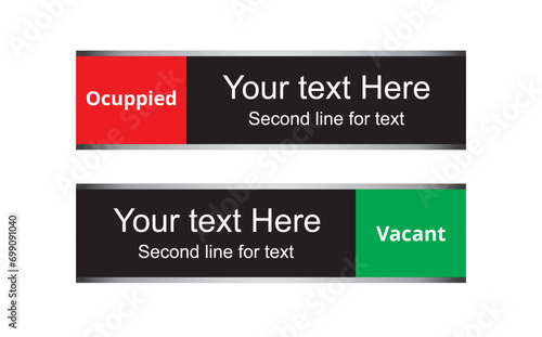 Cartel con el mensaje tu texto aquí, ocupado, vacante. Vector