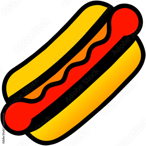 A hot dog with mustard vektor icon illustation
