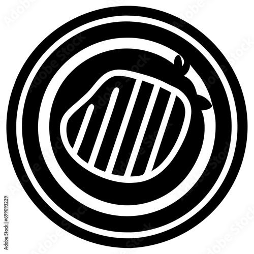 A steak on a plate vektor icon illustation