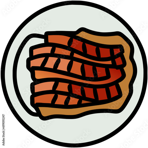 A plate of BBQ ribs vektor icon illustation