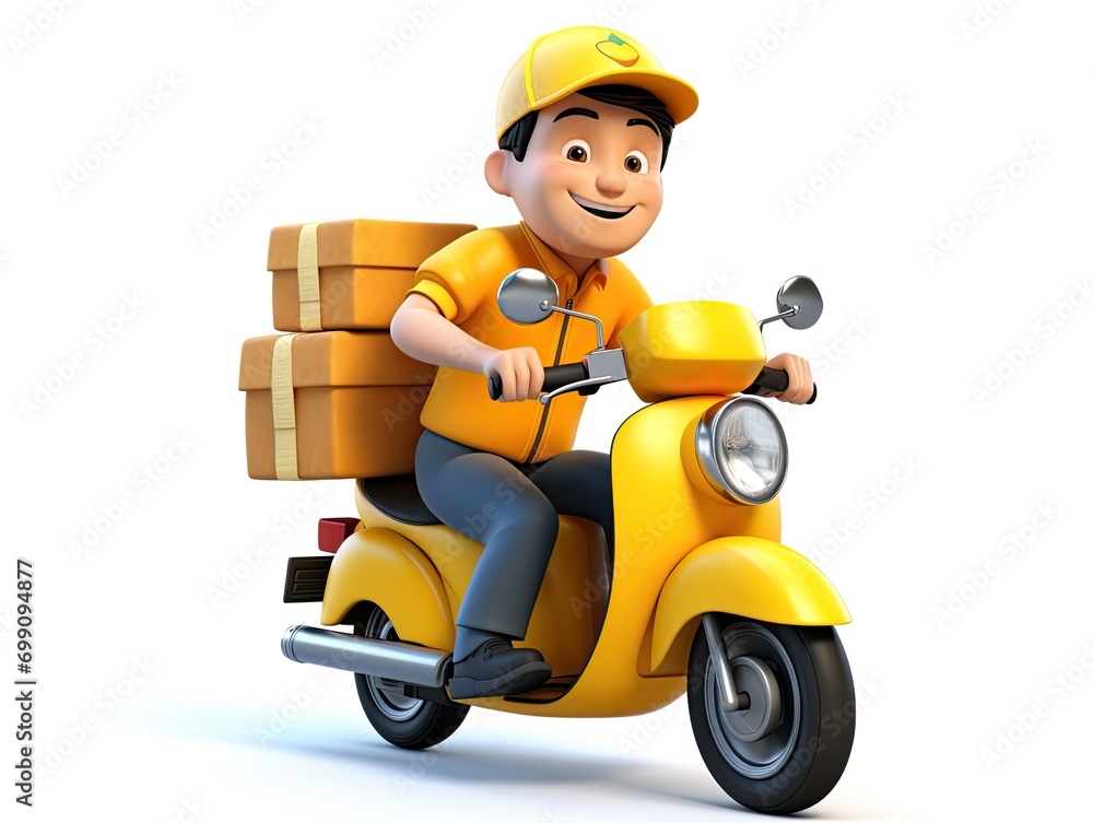 3d cartoon of a Delivery boy 3d cartoon of a Delivery boy