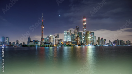 Famous Shanghai skyline and modern buildings scenery at night