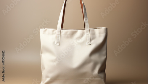 Fashionable gift bag carrying elegant paper purse in modern store generated by AI photo