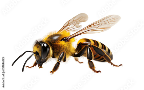 Minuscule Beauty Up Close with a Small Bee on White or PNG Transparent Background
