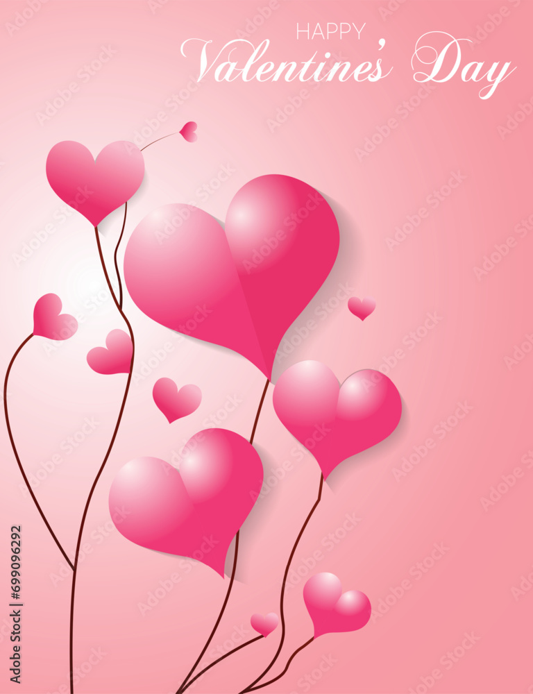 happy Valentine's Day heart vector background poster