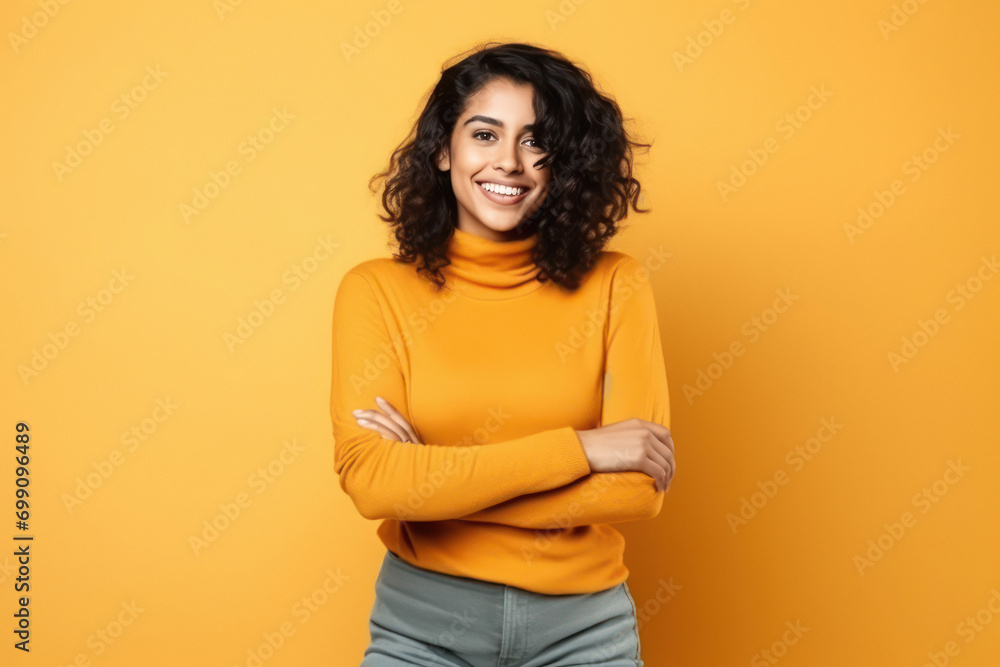 Young beautiful indian woman standing with crossed arms Young beautiful indian woman standing with crossed arms