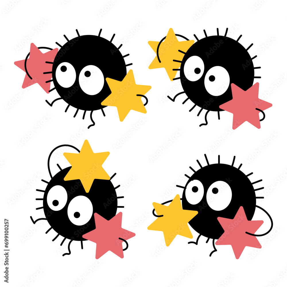 Set of funny baby monsters. Icons, stickers, vector Set of funny baby monsters. Icons, stickers, vector
