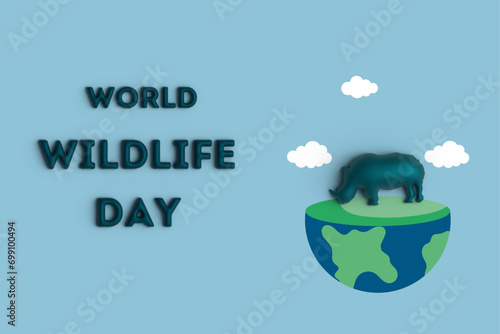 world wild life day rhino 3d on the earth