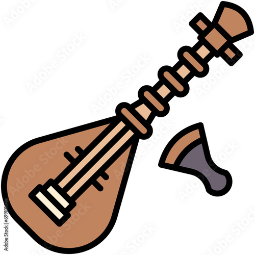 Japanese lute icon, Japanese New Year related vector