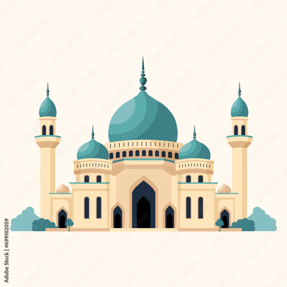 Vector mosque. Islamic design. Ramadan element. Arabic element for greetings.