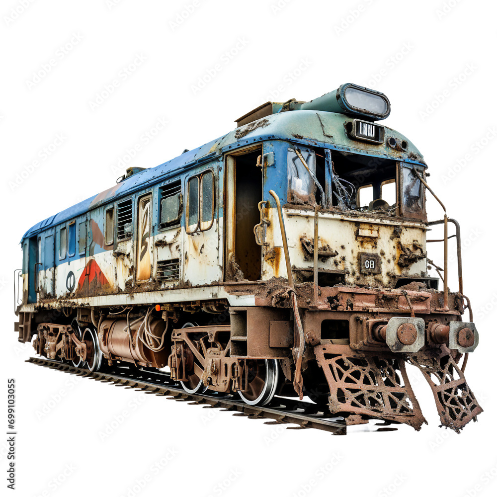 Obraz premium Broken Down Train, transparent background, isolated image, generative AI