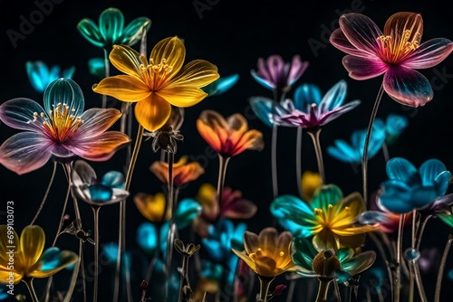 colorful flowers with dark background