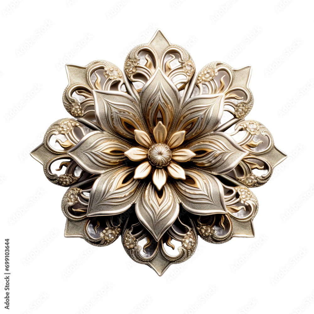 Bruneian Silver Brooch, transparent background, isolated image, generative AI