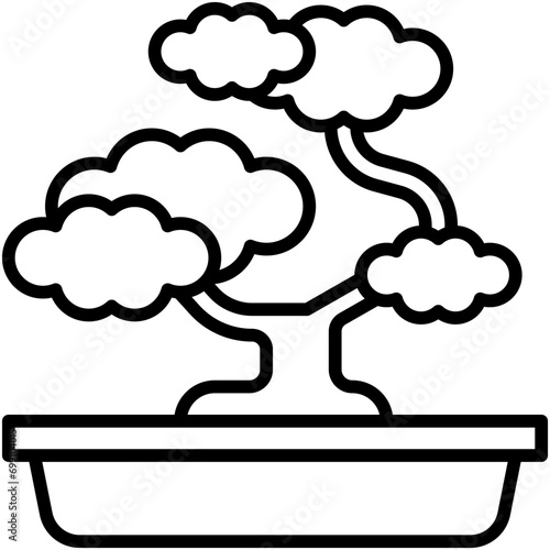 Bonsai or tray planting icon, Japanese New Year related vector
