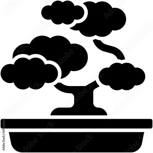 Bonsai or tray planting icon, Japanese New Year related vector