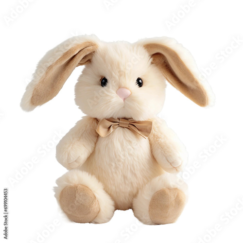 Bunny Rabbit Plush Doll, transparent background, isolated image, generative AI photo