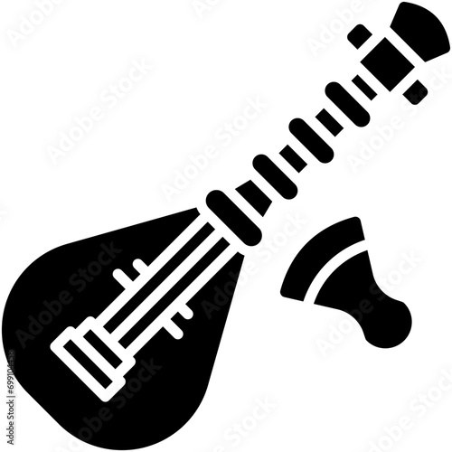 Japanese lute icon, Japanese New Year related vector