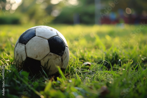 Black And White Soccer Ball On Green Grass © Anastasiia