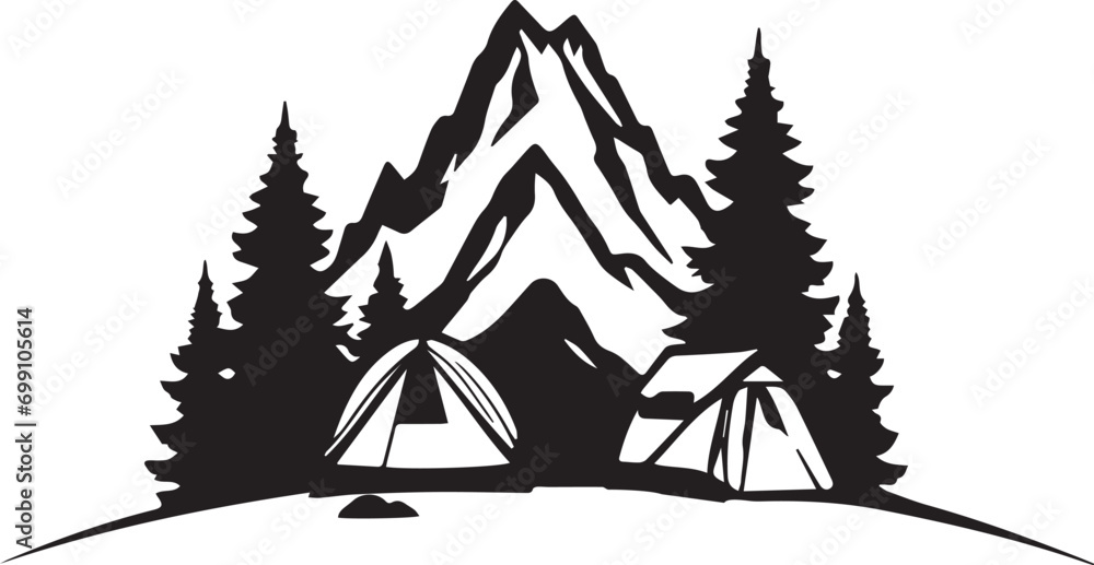 Obraz premium camping and nature adventure badge