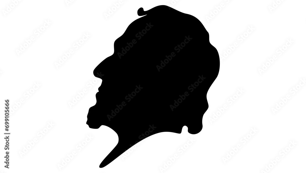 Benjamin Disraeli, black isolated silhouette Benjamin Disraeli, black isolated silhouette