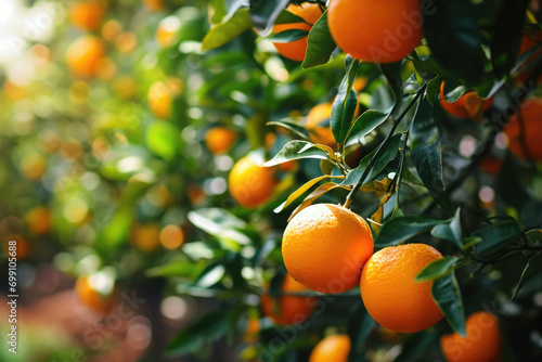 On Vibrant Spanish Orange Garden Brimming With Fresh Oranges