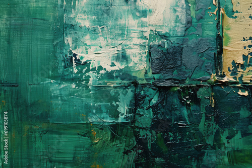 Creating Texture Through Rough Surfaces: Study Of Green Abstract Art On Canvas photo