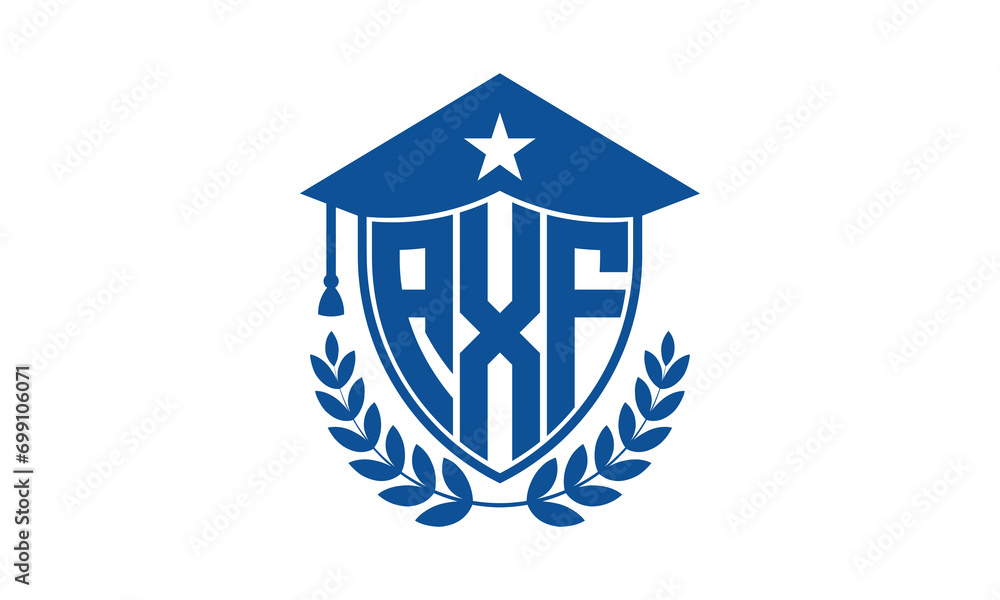AXF three letter iconic academic logo design vector template. monogram, abstract, school, college, university, graduation cap symbol logo, shield, model, institute, educational, coaching canter, tech AXF three letter iconic academic logo design vector template. monogram, abstract, school, college, university, graduation cap symbol logo, shield, model, institute, educational, coaching canter, tech