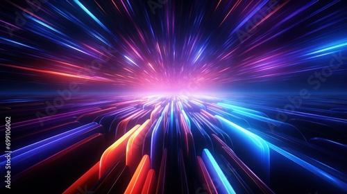 futuristic, background, technology, abstract, network, line, light, connection, communication, future. hi-end image background abstract wave red, blue light for technology banner generate via AI.