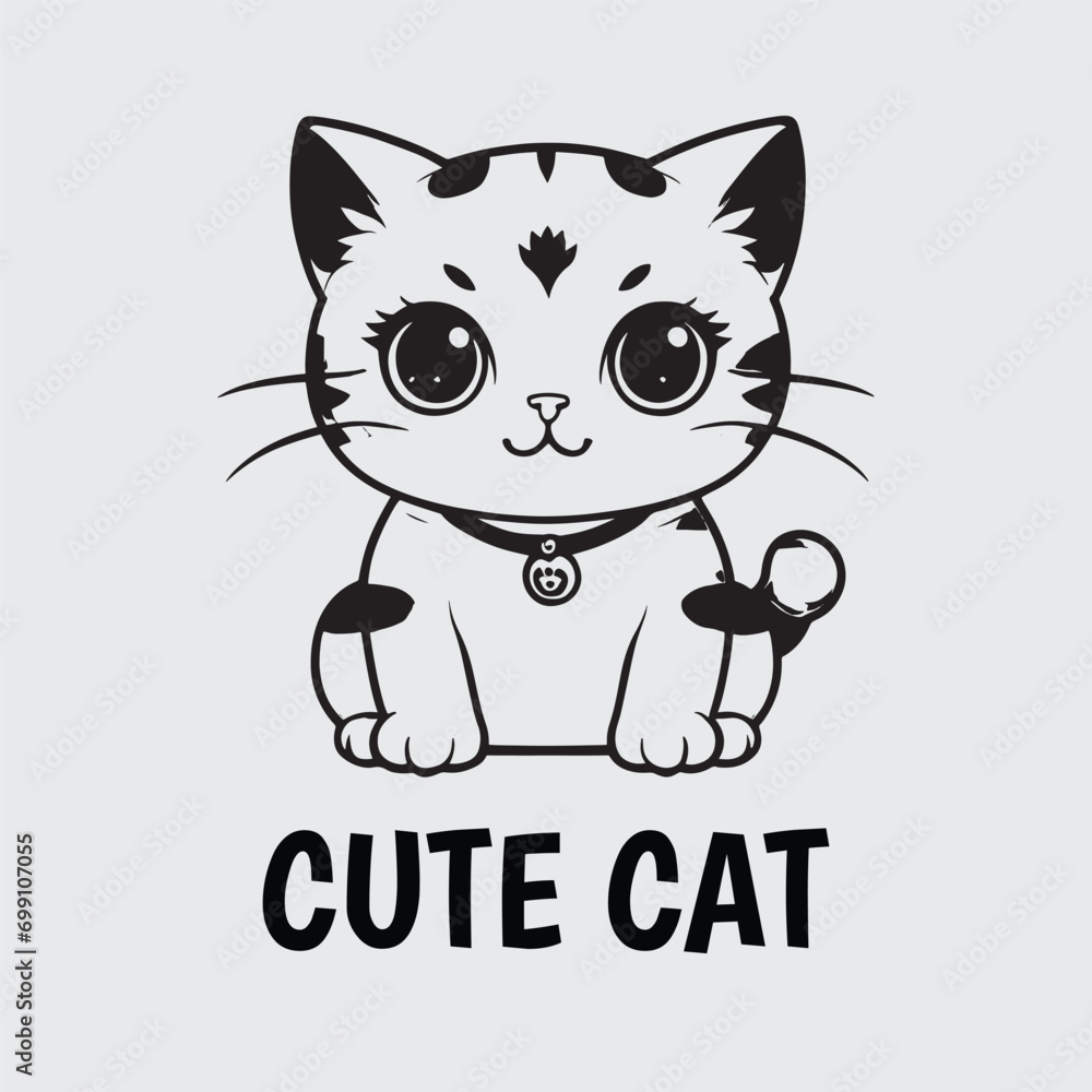 Simple cute cat illustration. Simple cute cat illustration.