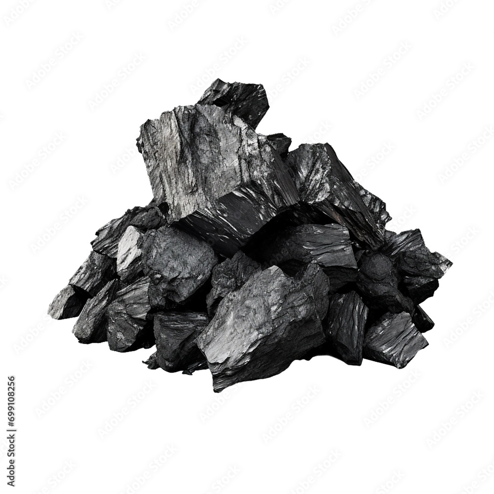 Coal, transparent background, isolated image, generative AI