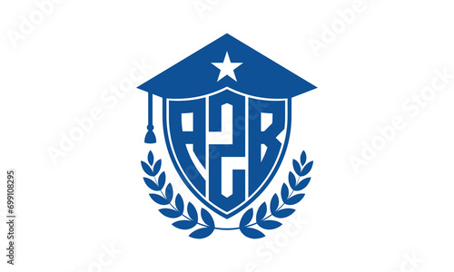 AZB three letter iconic academic logo design vector template. monogram, abstract, school, college, university, graduation cap symbol logo, shield, model, institute, educational, coaching canter, tech photo
