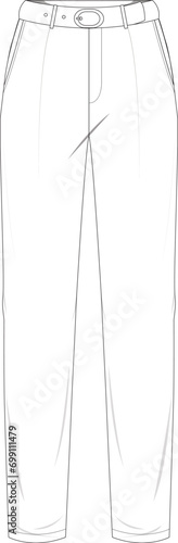 Belted basic regular fit chino trousers technical drawing vector