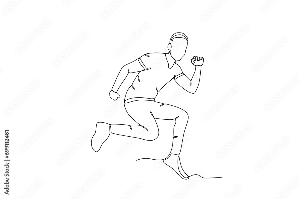 Single continuous line drawing of A man jumping in the air, happy free people fly concept. One line draw graphic design vector Single continuous line drawing of A man jumping in the air, happy free people fly concept. One line draw graphic design vector