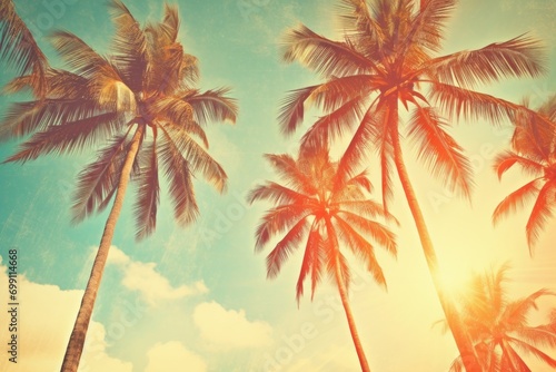 a beautiful tropical photo of palm trees © grigoryepremyan