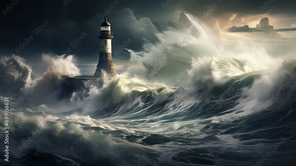 Serene Seascape into a Stormy and Dramatic Scene, Generative ai.