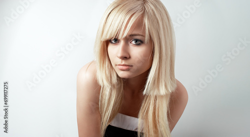 Beautiful Blonde woman with Long Blond Hair.