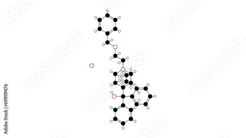 umeclidinium bromide molecule, structural chemical formula, ball-and-stick model, isolated image muscarinic antagonist photo