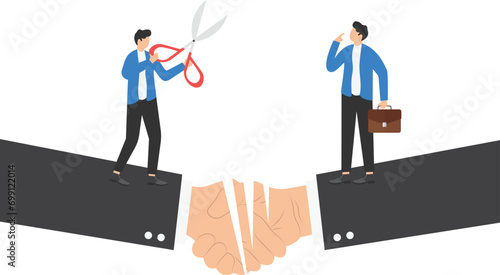 Break the relationship. Business relation concept, Flat cartoon vector illustration design.

